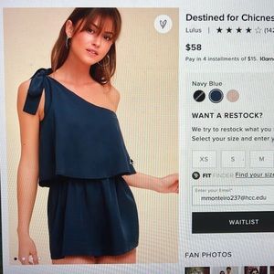 Lulus Destined for Chicness One-Shoulder Romper 😍 Navy Blue Small